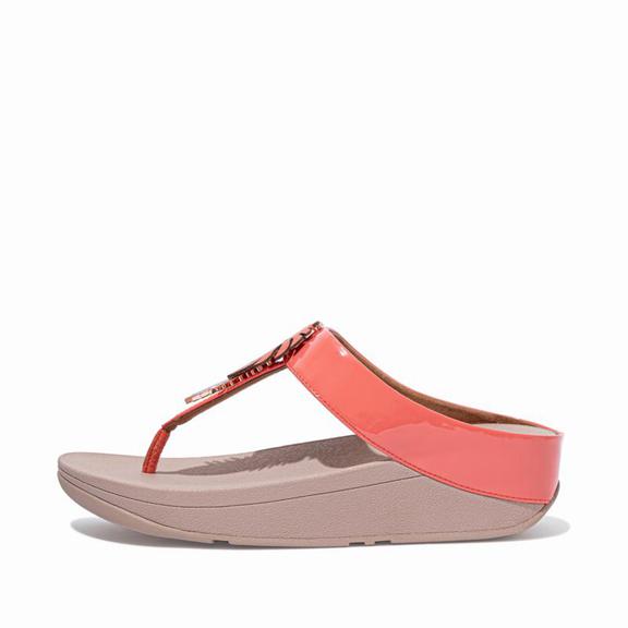 Sandales Entre-Doigts Femme Fitflop Fino Faux Cuir Corail Rose (PGM251860)